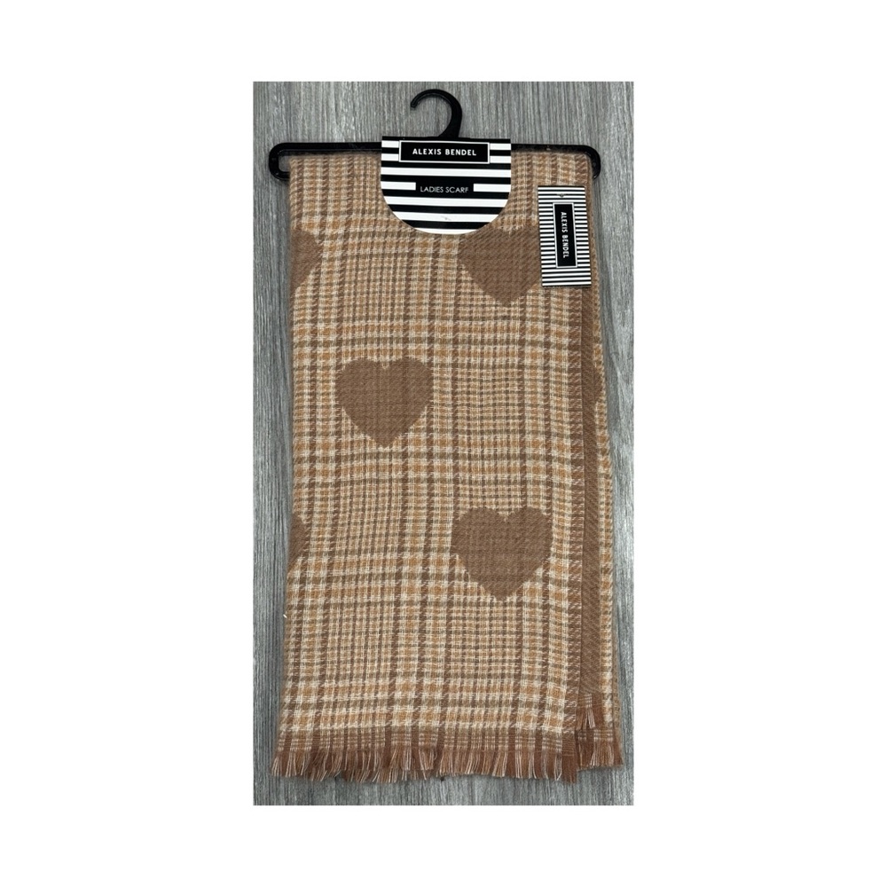 Alexis Bendel Brown Heart Pattern Scarf